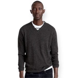 J. Crew Sweater Lamb’s Wool Angora Cashmere Blend V Neck XL Charcoal Gray